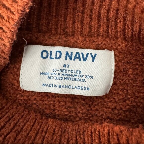 Old Navy Toddlers Girls Orange Mock Neck Ruffle Trim Cable Knit Sweater Size 4t - Picture 4 of 5